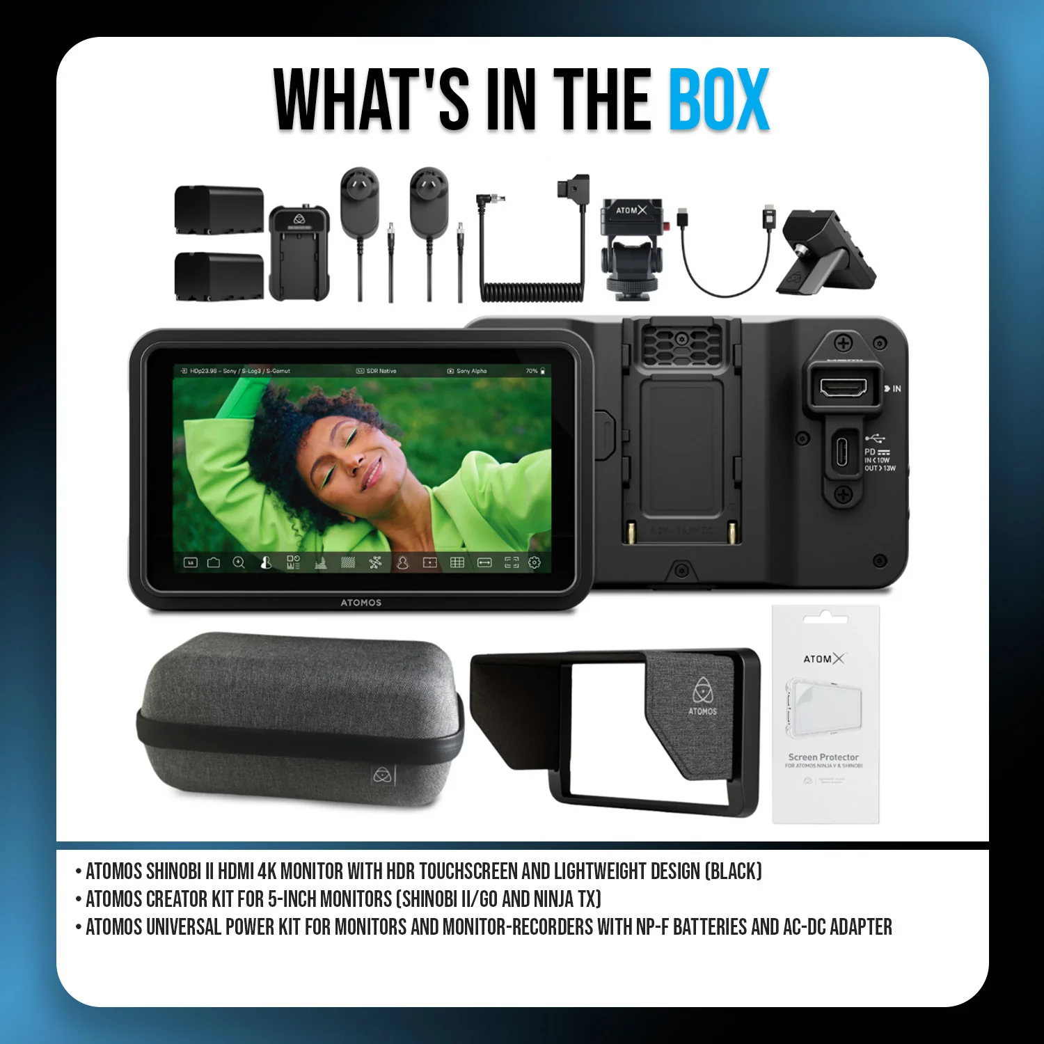 Atomos Shinobi II 5-Inch HDMI 4K Monitor Bundle with Creator and Power Kit - Image 7