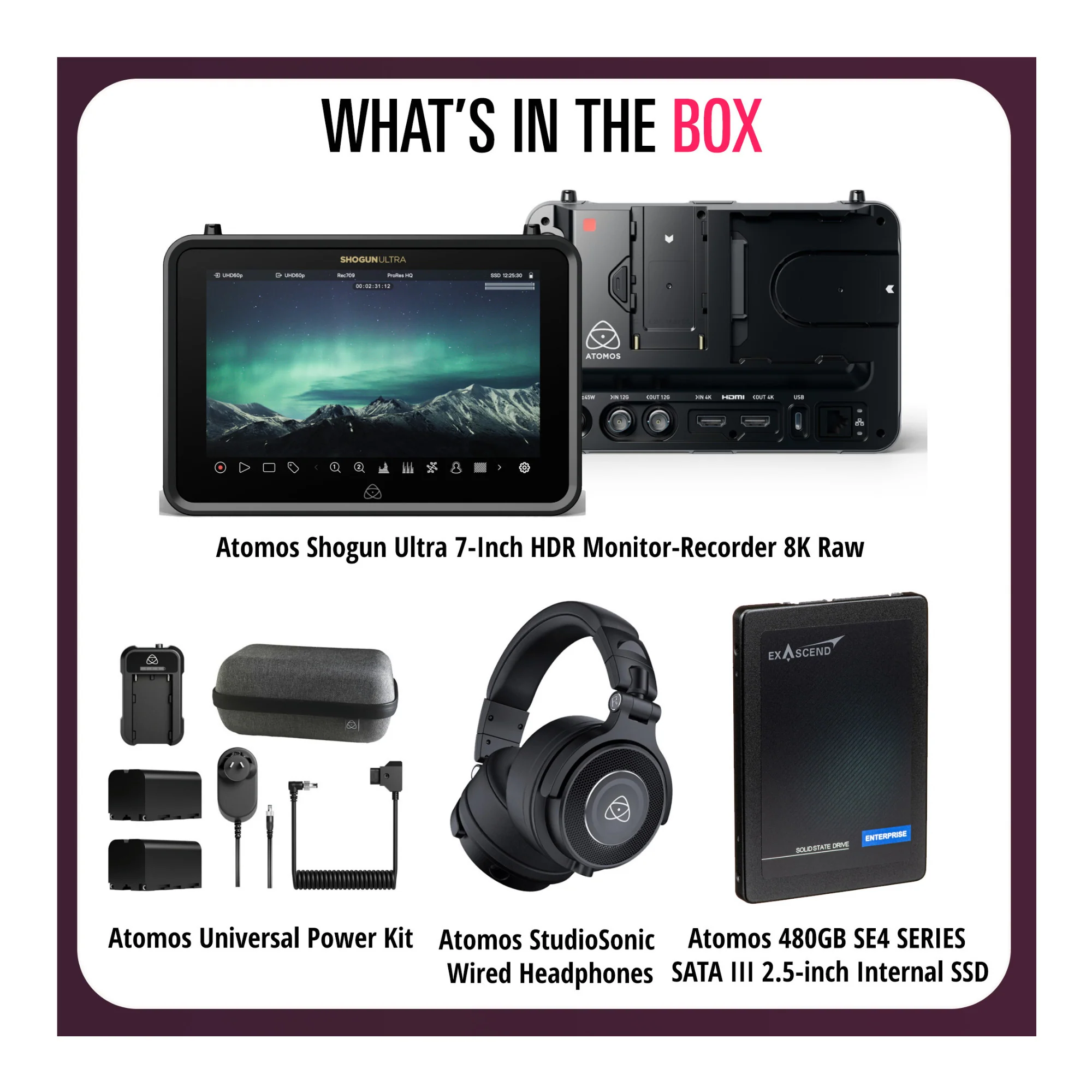 Atomos Shogun Ultra HDR Monitor/Recorder with Power Kit, 480GB SSD & Headphones - Image 8