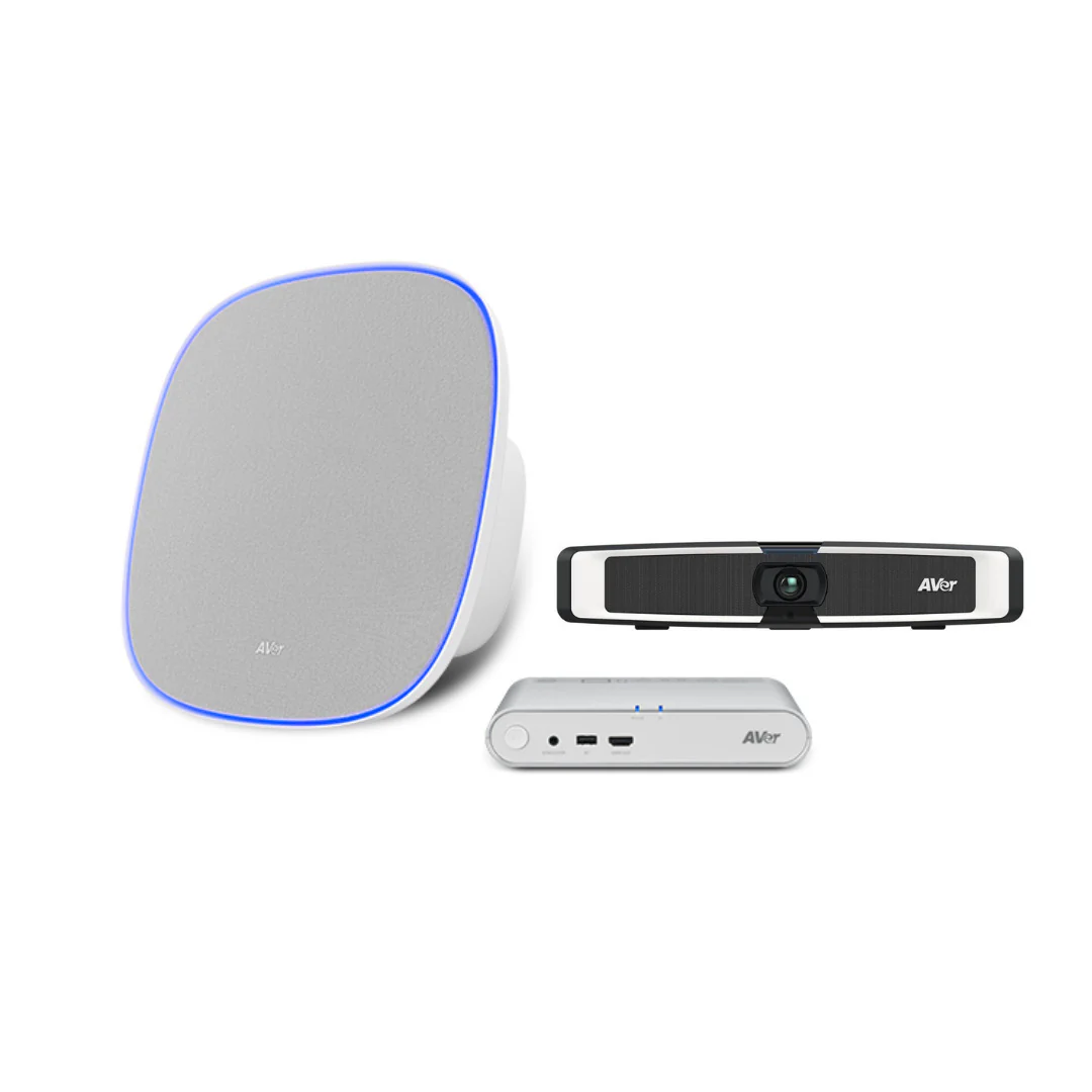 AVer FONE700 Ceiling Speakerphone System with Noise Suppression and VB130 4K Videobar (White) Bundle