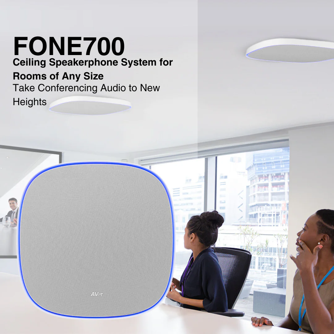 AVer FONE700 Ceiling Speakerphone System with Noise Suppression and VB130 4K Videobar (White) Bundle - Image 2
