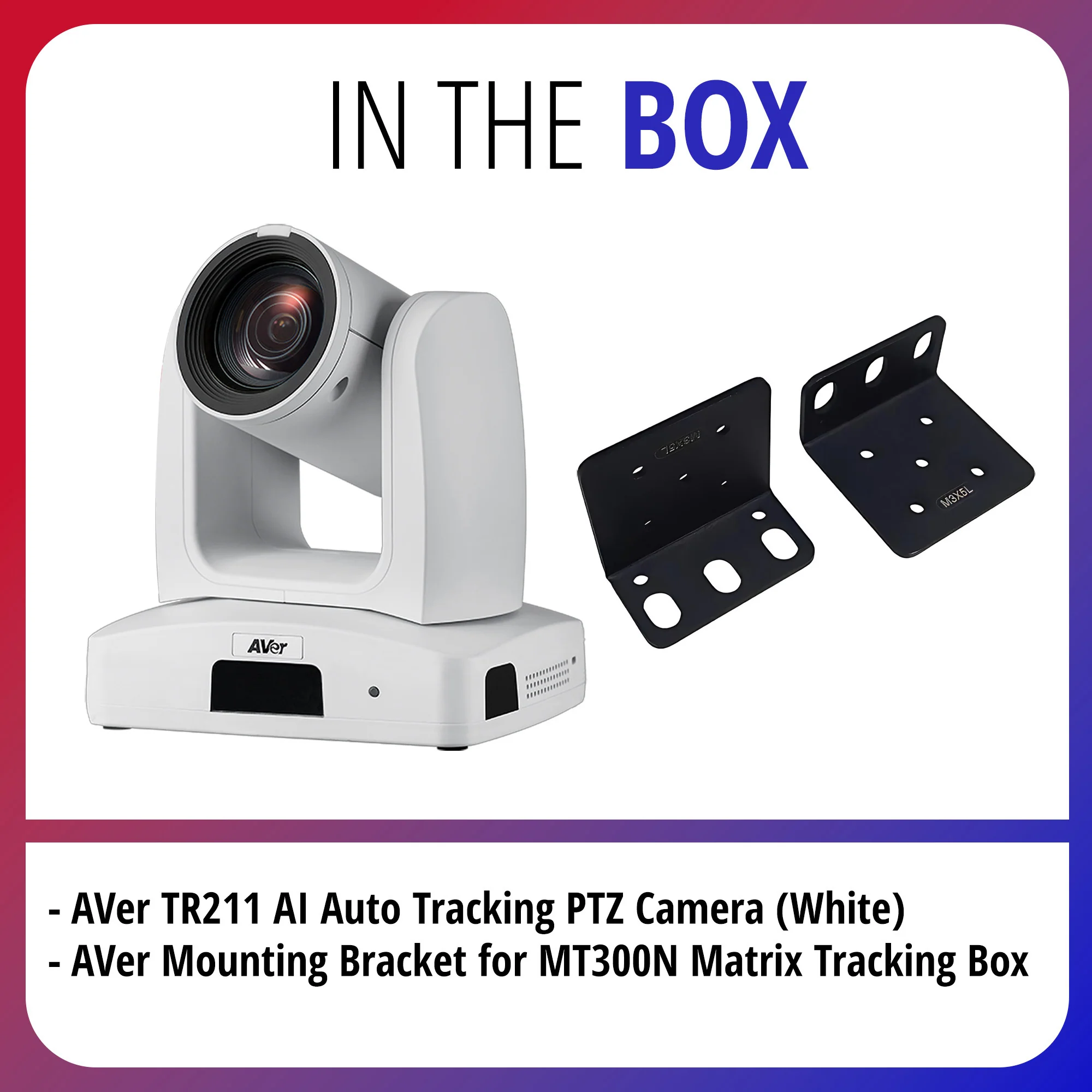AVer TR211 AI Auto Tracking PTZ Camera with Mounting Bracket for MT300N Bundle - Image 7