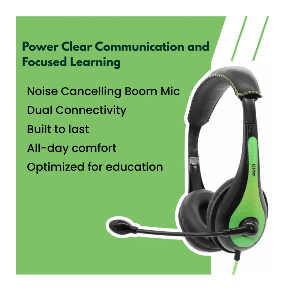 Avid Education AE-36 Headset with Noise Cancelling Microphone (50-Pack, Green) - Image 3