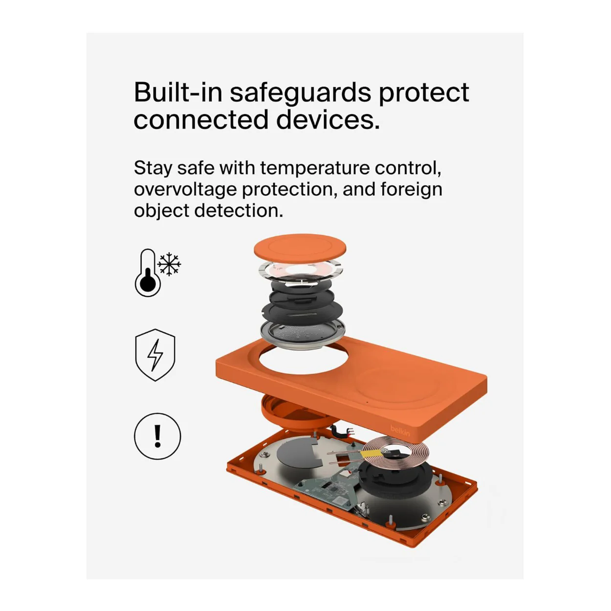 Belkin 2-in-1 MagSafe Wireless Charging Pad with Qi2 15W (Orange) - Image 5
