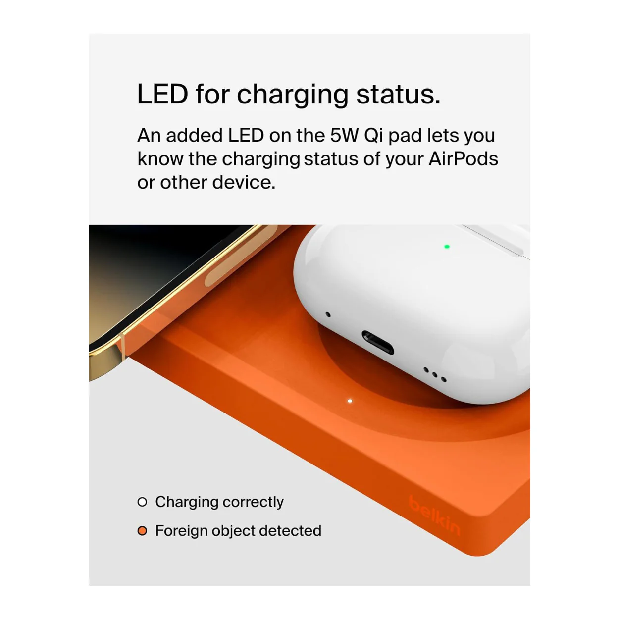 Belkin 2-in-1 MagSafe Wireless Charging Pad with Qi2 15W (Orange) - Image 6