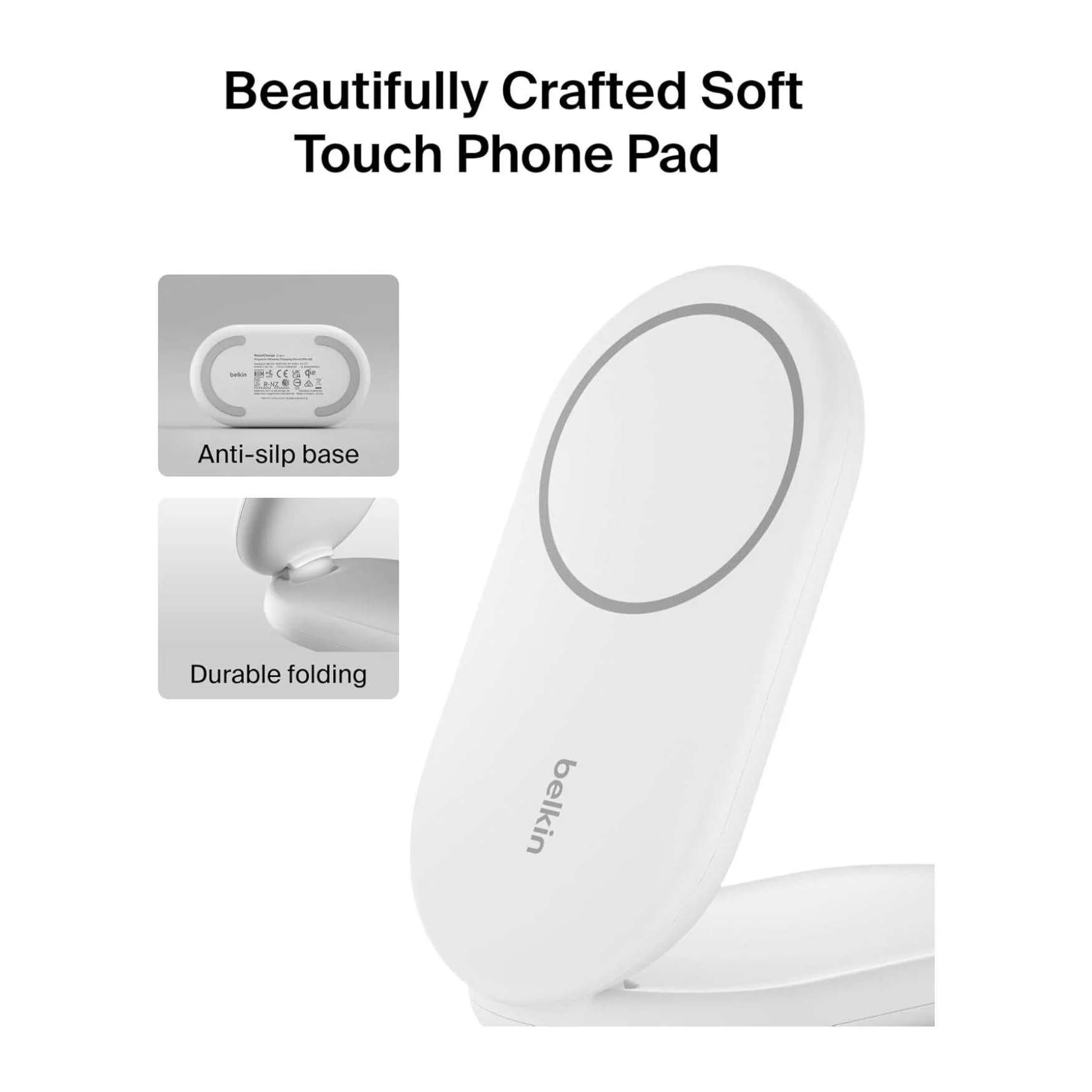 Belkin BoostCharge 15W 2-in-1 Magnetic Foldable Wireless Qi2 Charging Stand (Pink) - Image 9