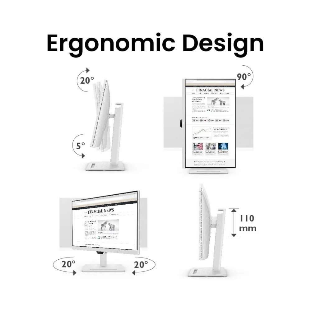 BenQ GW3290QT 31.5 Inch 2K QHD USB-C Ergonomic Eye-Care Professional Monitor (White) - Image 7