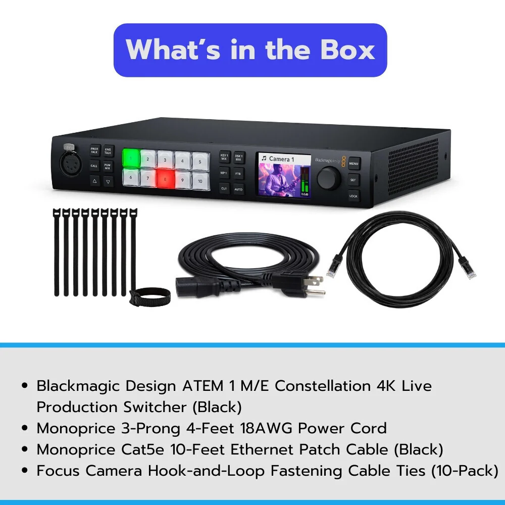 Blackmagic Design ATEM 1 M/E Constellation 4K Live Production Switcher with Power Cord Bundle - Image 2