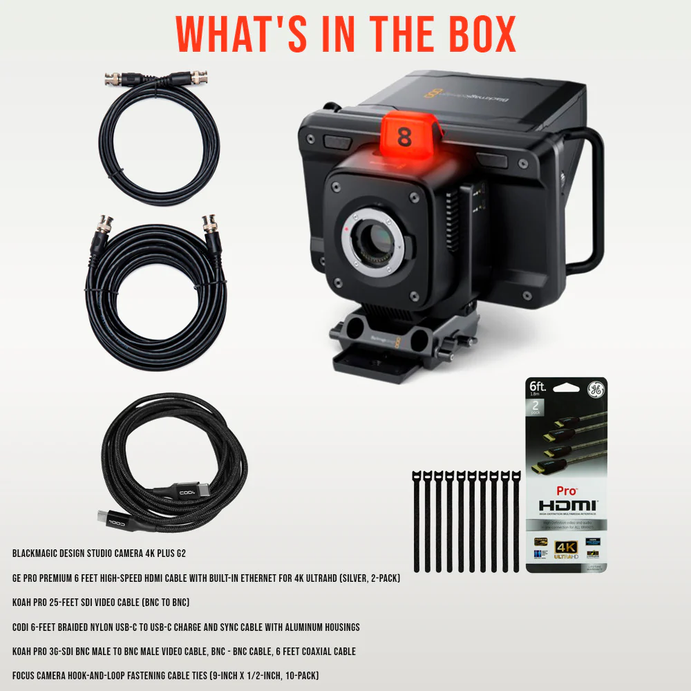 Blackmagic Design Studio Camera 4K Plus G2 with HDMI Cable and SDI Video Cable (BNC to BNC) Bundle - Image 7