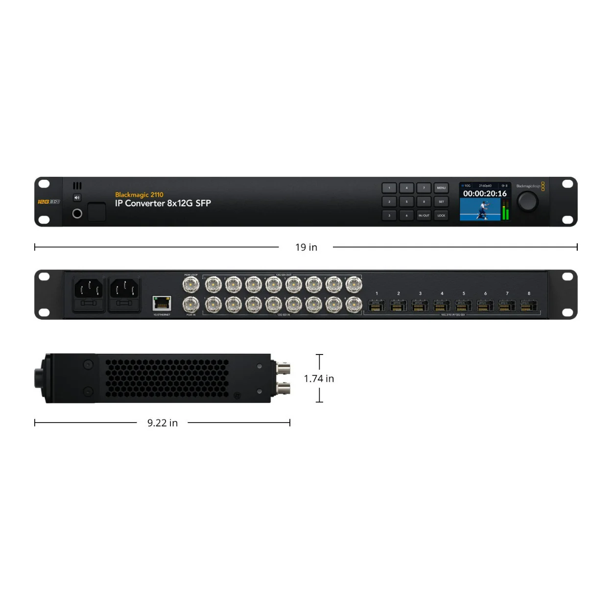 Blackmagic Design 2110 IP SDI to HDMI 12G-10 Converter with 10 Independent XLR Audio Outputs (Black) - Image 3