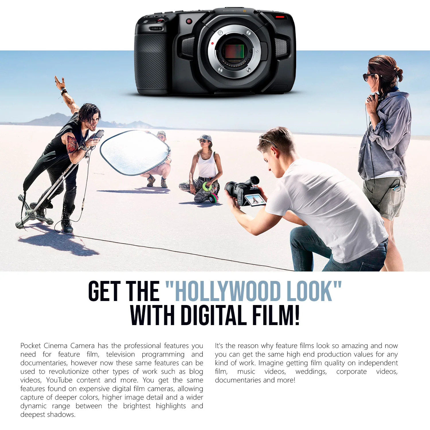 Blackmagic Design Pocket 4K Cinema Camera with Lumix Lens and 2250mAh Battery (2-Pack) Bundle - Image 3
