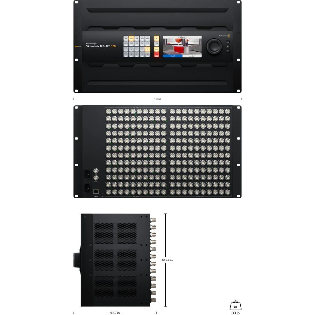 Blackmagic Design Videohub 120x120 12G Zero-Latency Video Router - Image 4