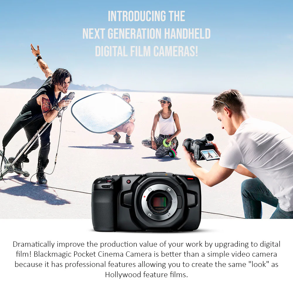 Blackmagic Design Pocket 4K Cinema Camera with Lumix G X Vario Power Zoom Lens (Black) Bundle - Image 3