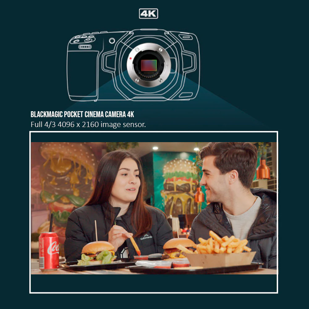 Blackmagic Design Pocket 4K Cinema Camera with Lumix G X Vario Power Zoom Lens (Black) Bundle - Image 4
