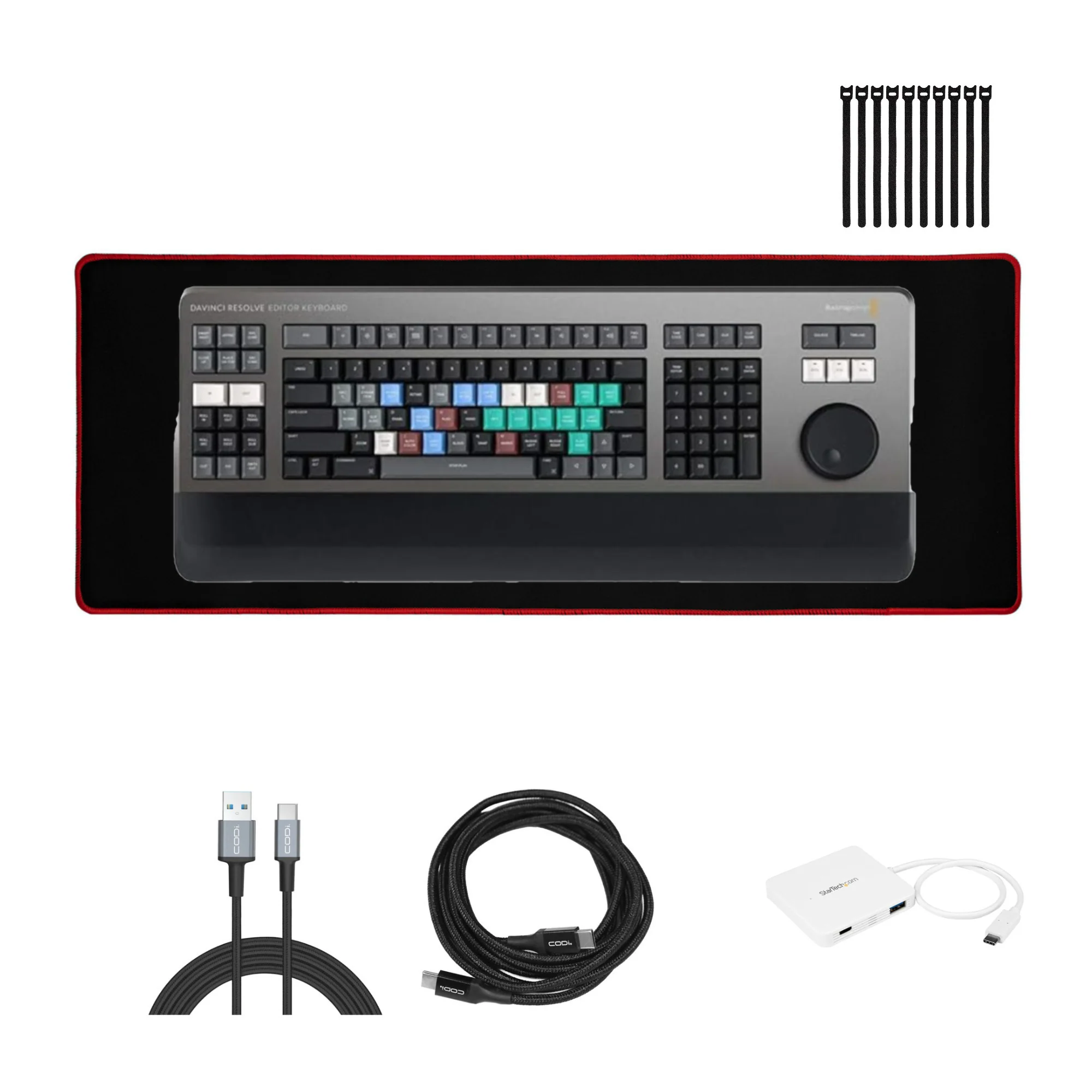 Blackmagic Design DaVinci Resolve Editor Keyboard with 3-Port Hub and Mouse Pad Bundle