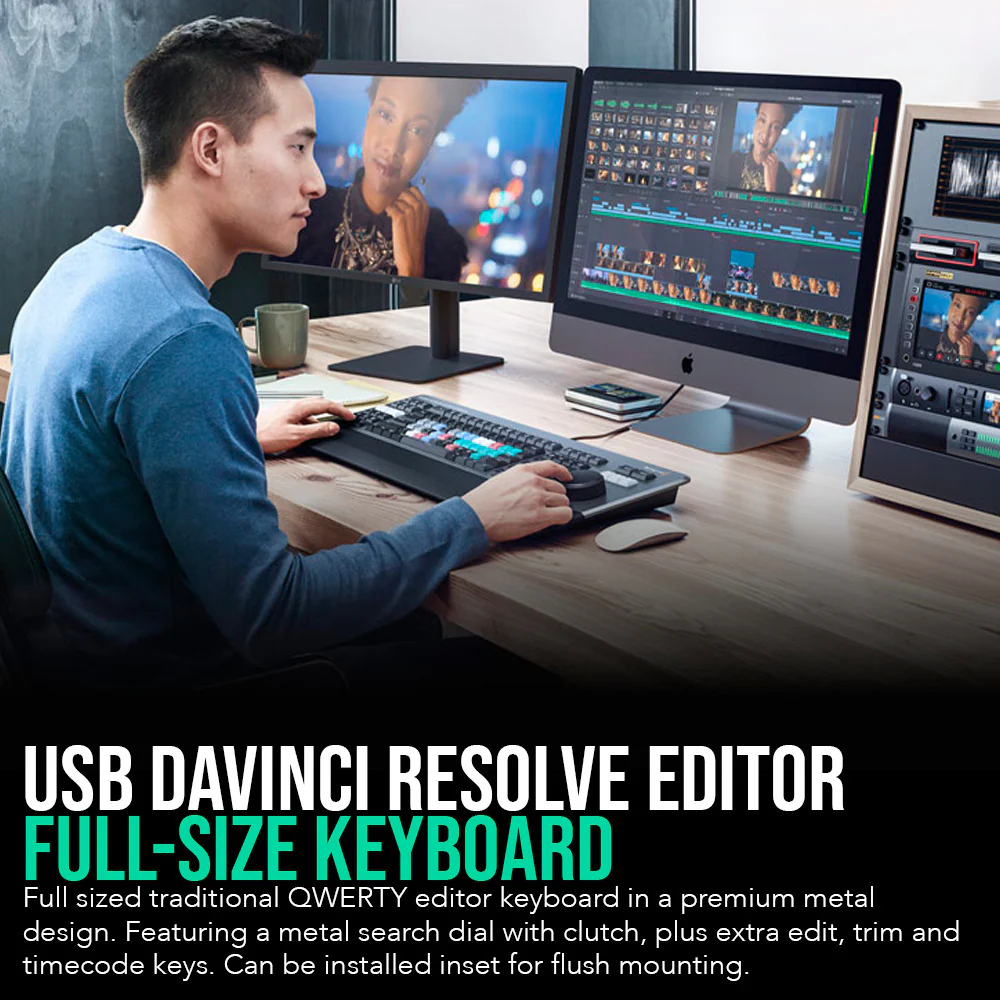 Blackmagic Design DaVinci Resolve Editor Keyboard with 3-Port Hub and Mouse Pad Bundle - Image 3