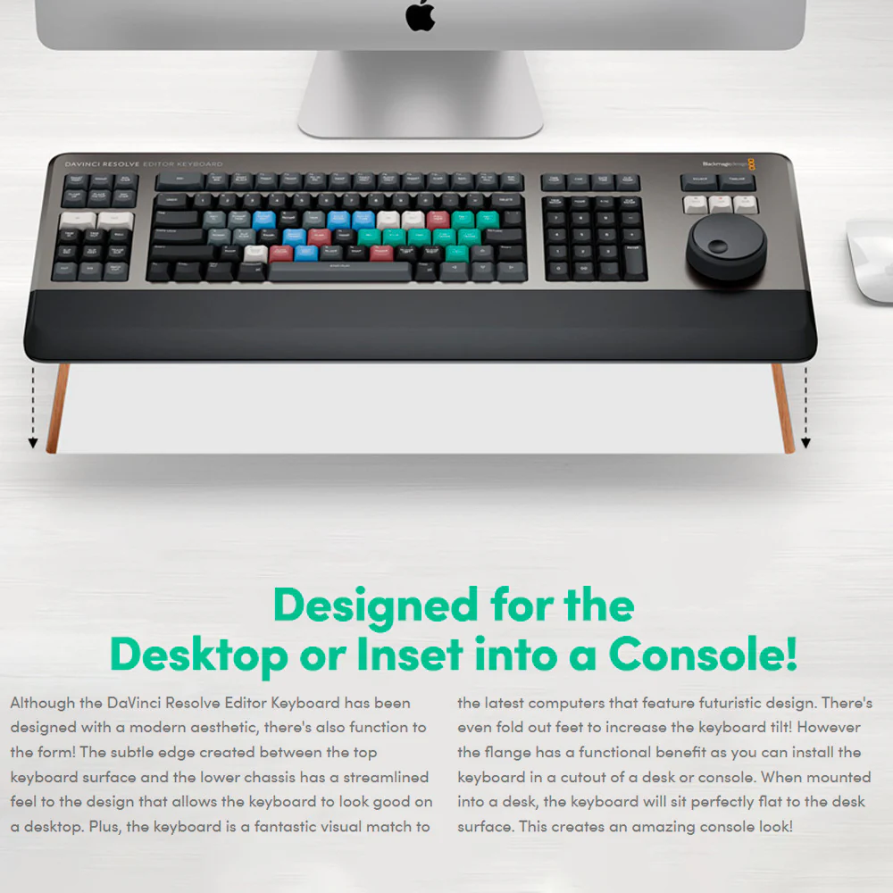 Blackmagic Design DaVinci Resolve Editor Keyboard with 3-Port Hub and Mouse Pad Bundle - Image 4