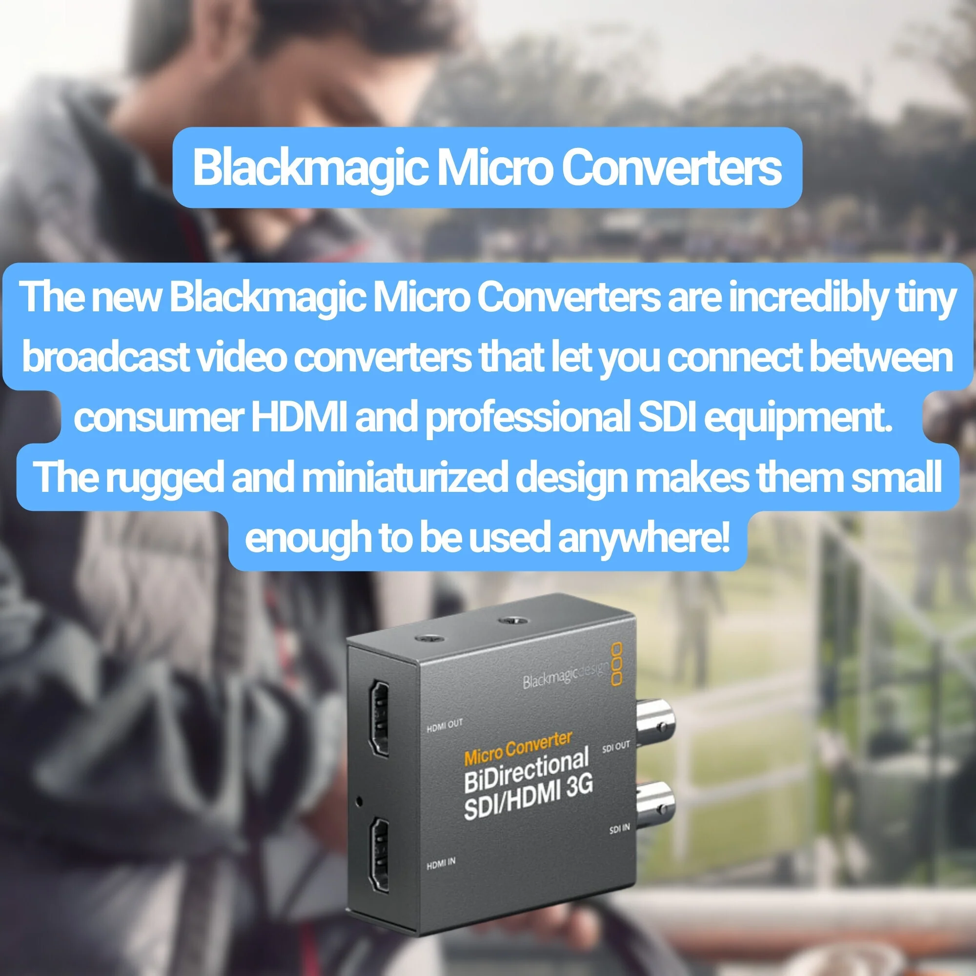 Blackmagic Design Bi-Direct SDI-HDMI 3G PSU Micro Converter (Black) with USB-C Cable Bundle - Image 2