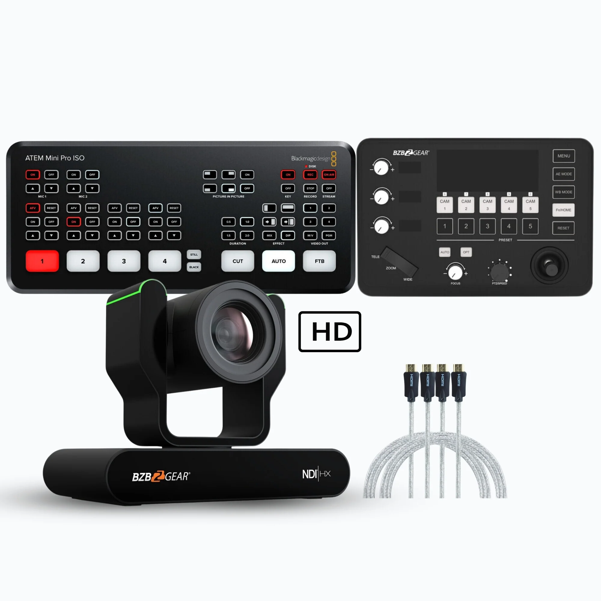 BZBGear 1080P 20x Zoom NDI 1TB PTZ Auto-Tracking and Live Streaming Camera (Black) Bundle