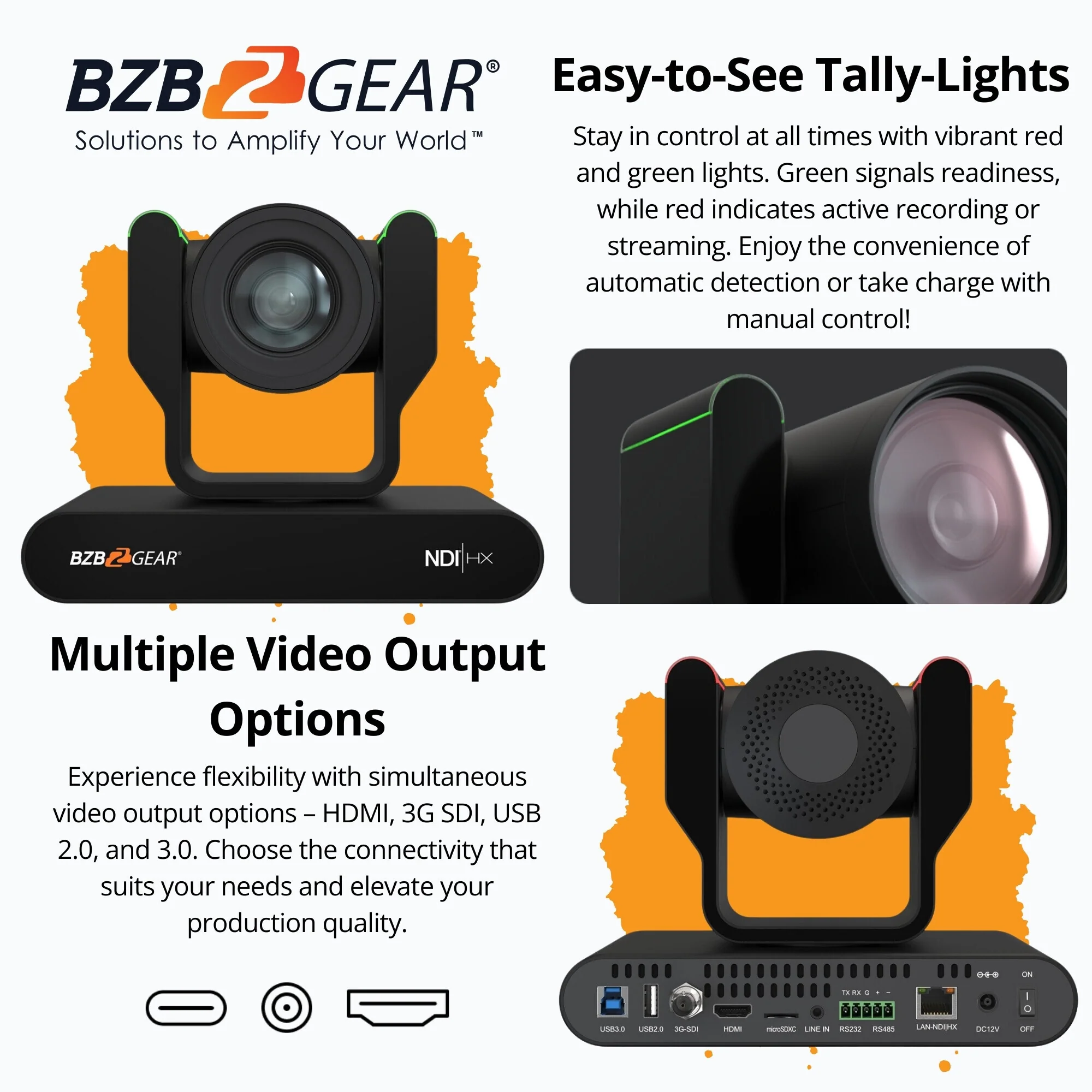 BZBGear 1080P 20x Zoom NDI 1TB PTZ Auto-Tracking and Live Streaming Camera (Black) Bundle - Image 3