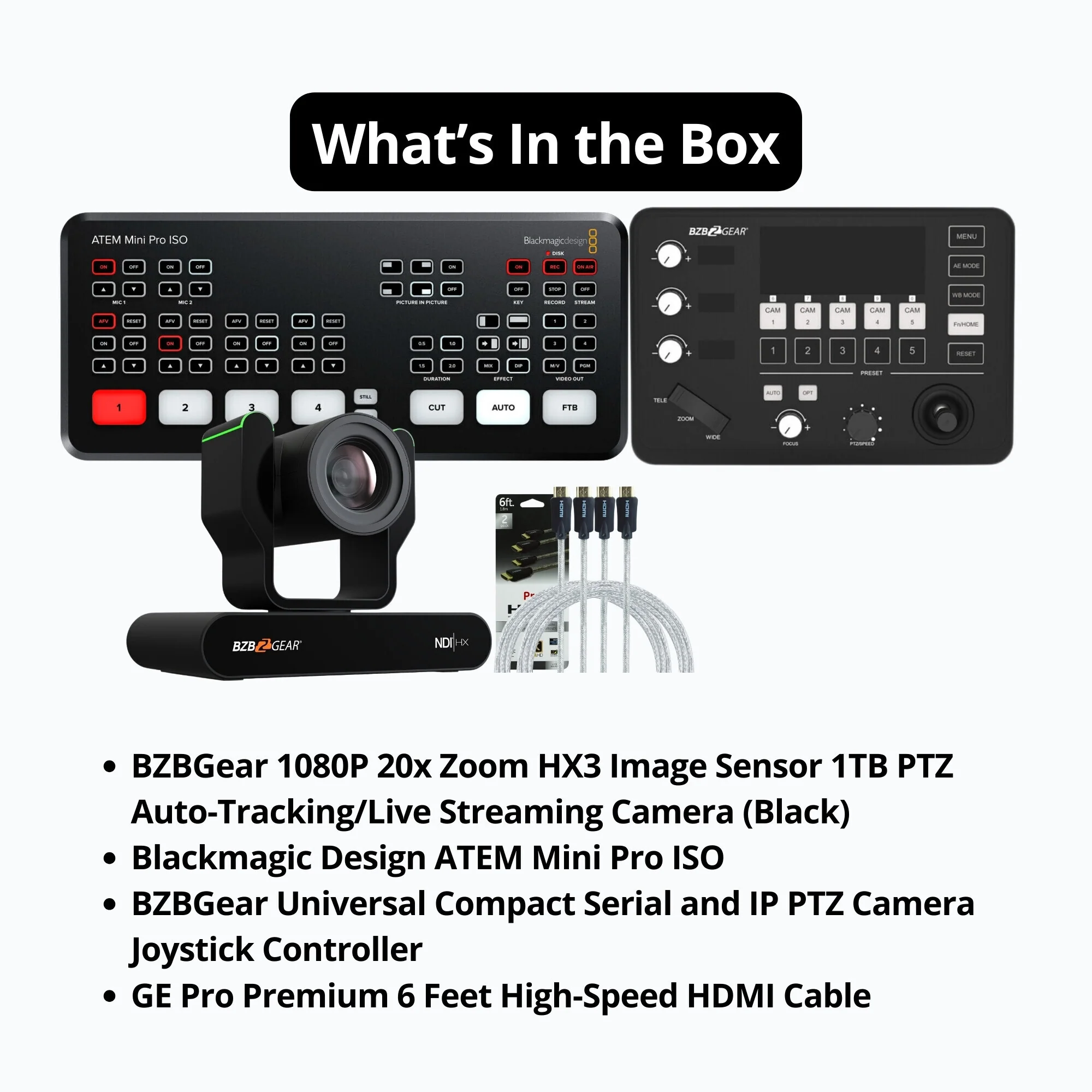 BZBGear 1080P 20x Zoom NDI 1TB PTZ Auto-Tracking and Live Streaming Camera (Black) Bundle - Image 5