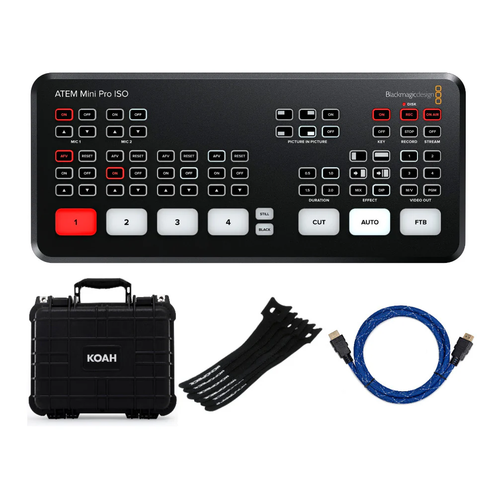 Blackmagic Design ATEM Mini Pro ISO with Cable and Case Bundle