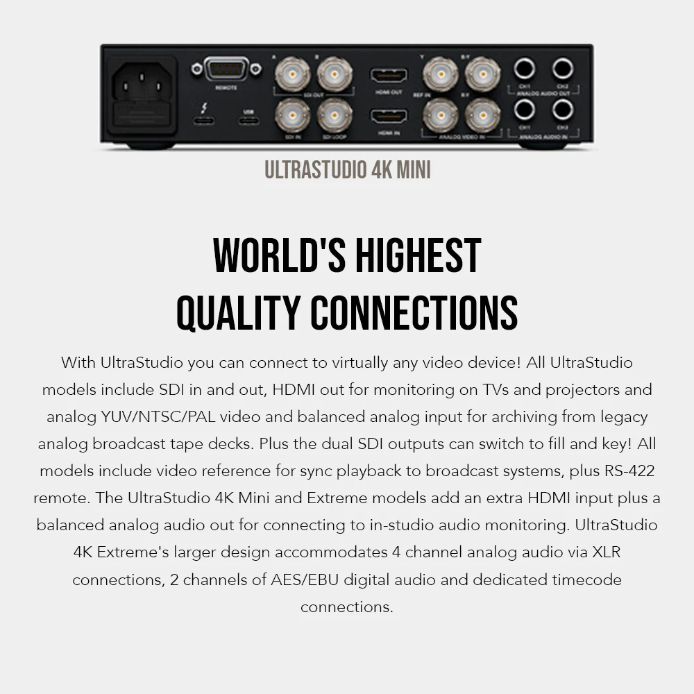 Blackmagic Design UltraStudio 4K Mini Recorder with Power Cord (Black) and Read Memory Card Bundle - Image 6