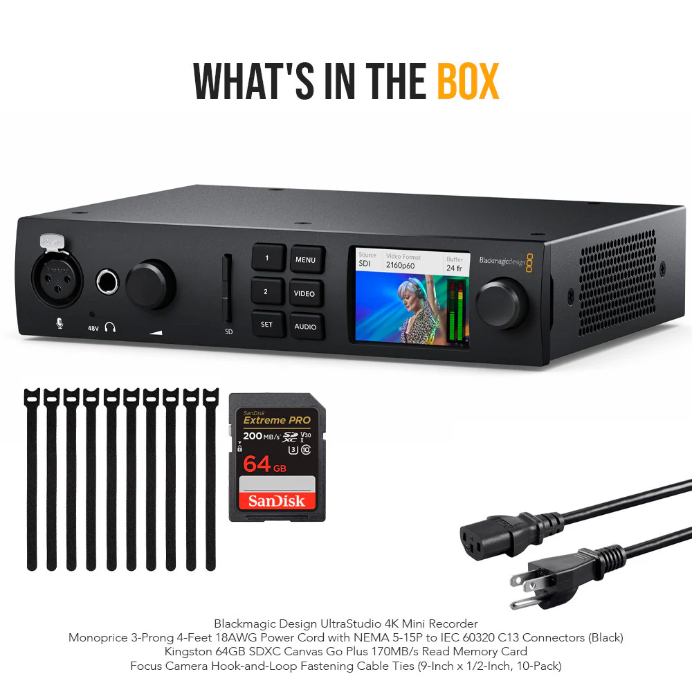 Blackmagic Design UltraStudio 4K Mini Recorder with Power Cord (Black) and Read Memory Card Bundle - Image 7