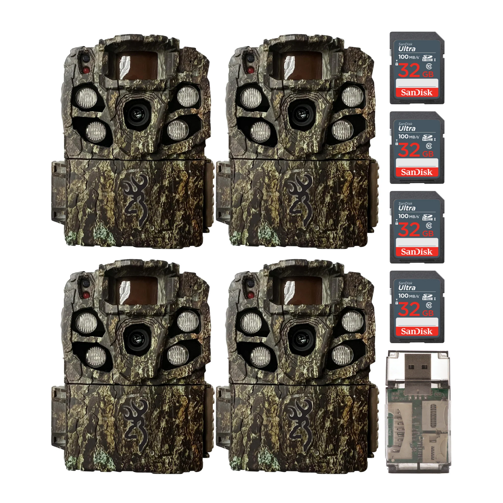 Browning Strike Force Full HD Extreme Trail Camera with 32 GB SD Card and Card Reader (4-Pack)