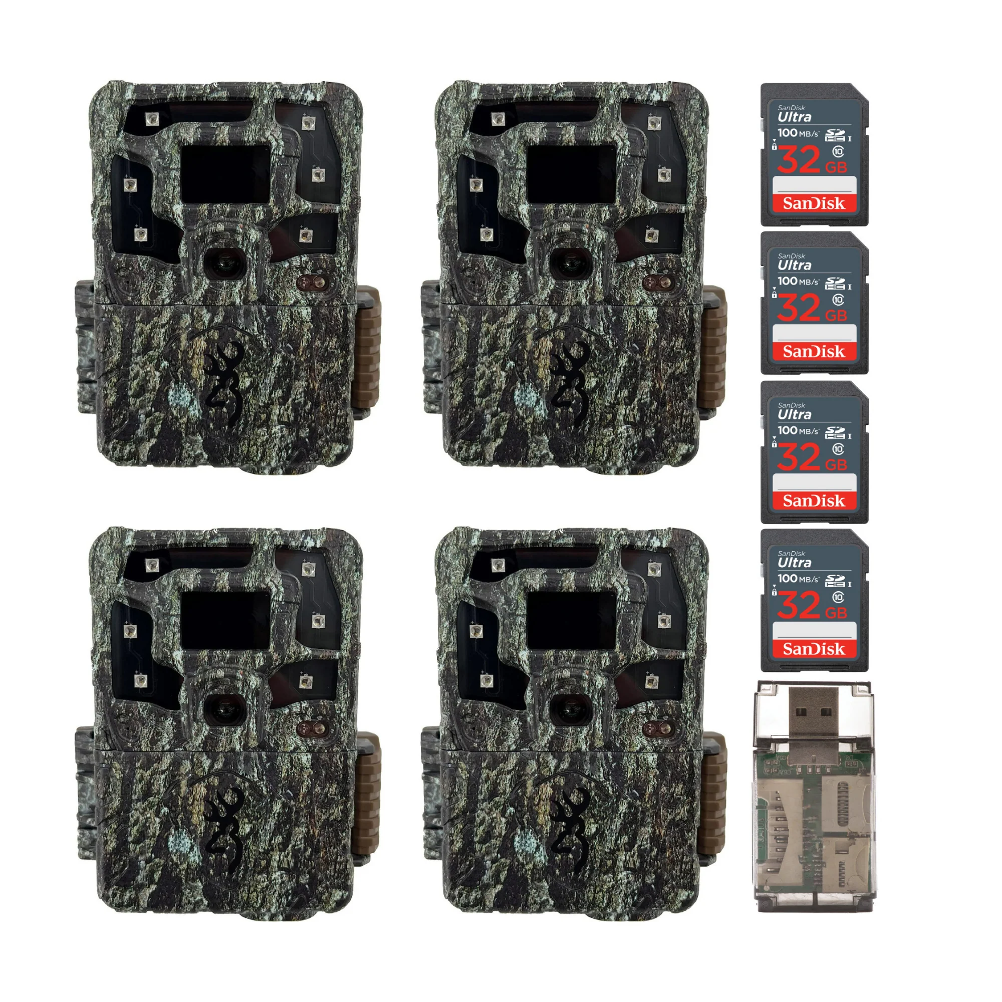 Browning Strike Force Pro X 1080 Trail Camera with 32GB, and SD Card (4-Pack)