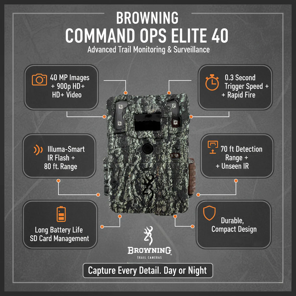 Browning Trail Camera Command Ops Elite 40 with SD Card, Batteries, Card Reader - Image 6