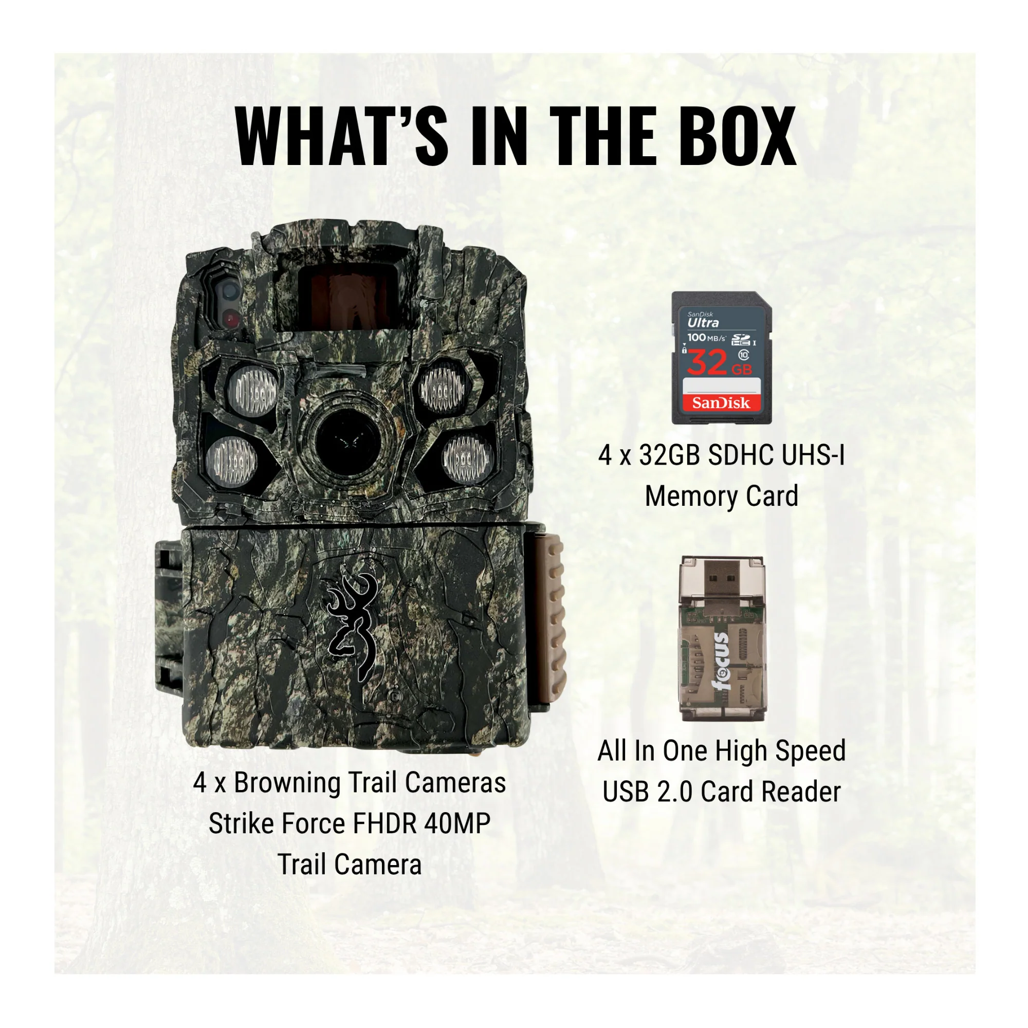 Browning Trail Camera - Strike Force FHDR 40MP (4-Pack) with Accessories Bundle - Image 6