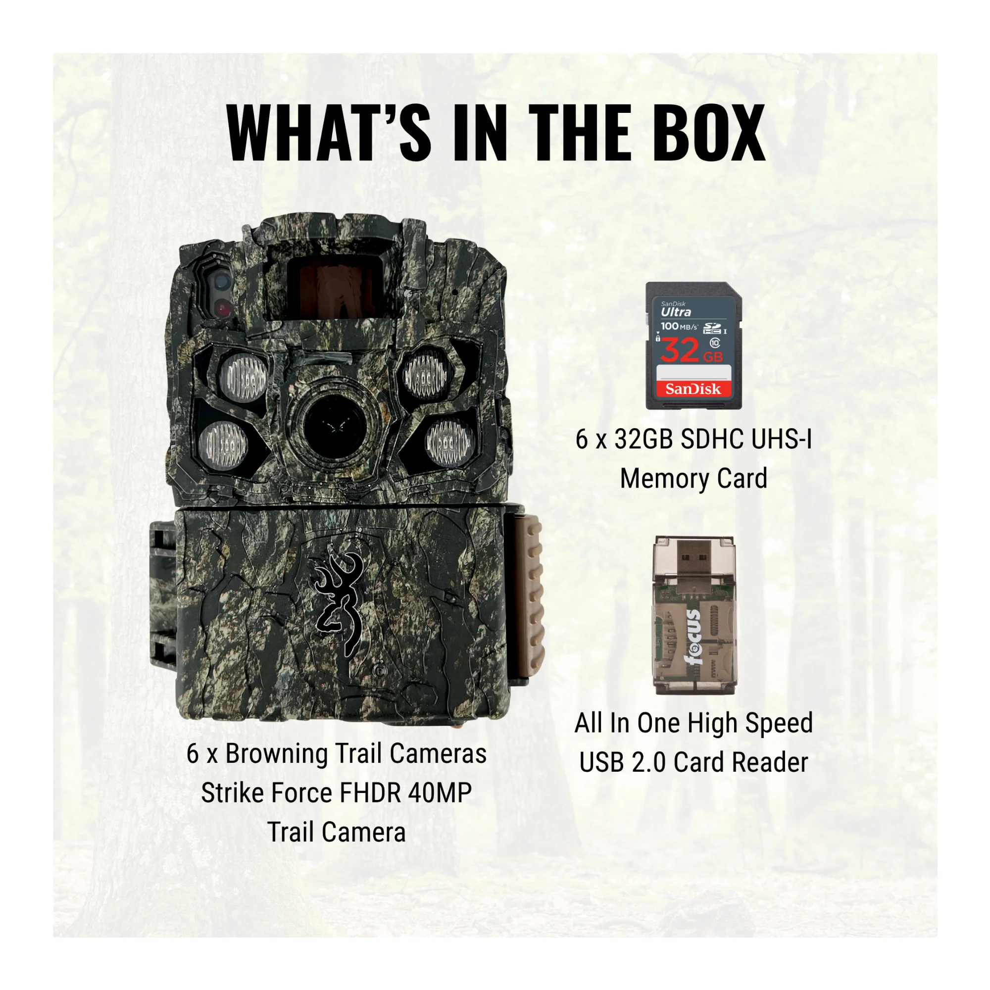 Browning Trail Cameras - Strike Force FHDR 40MP (6-Pack) with Accessories Bundle - Image 3
