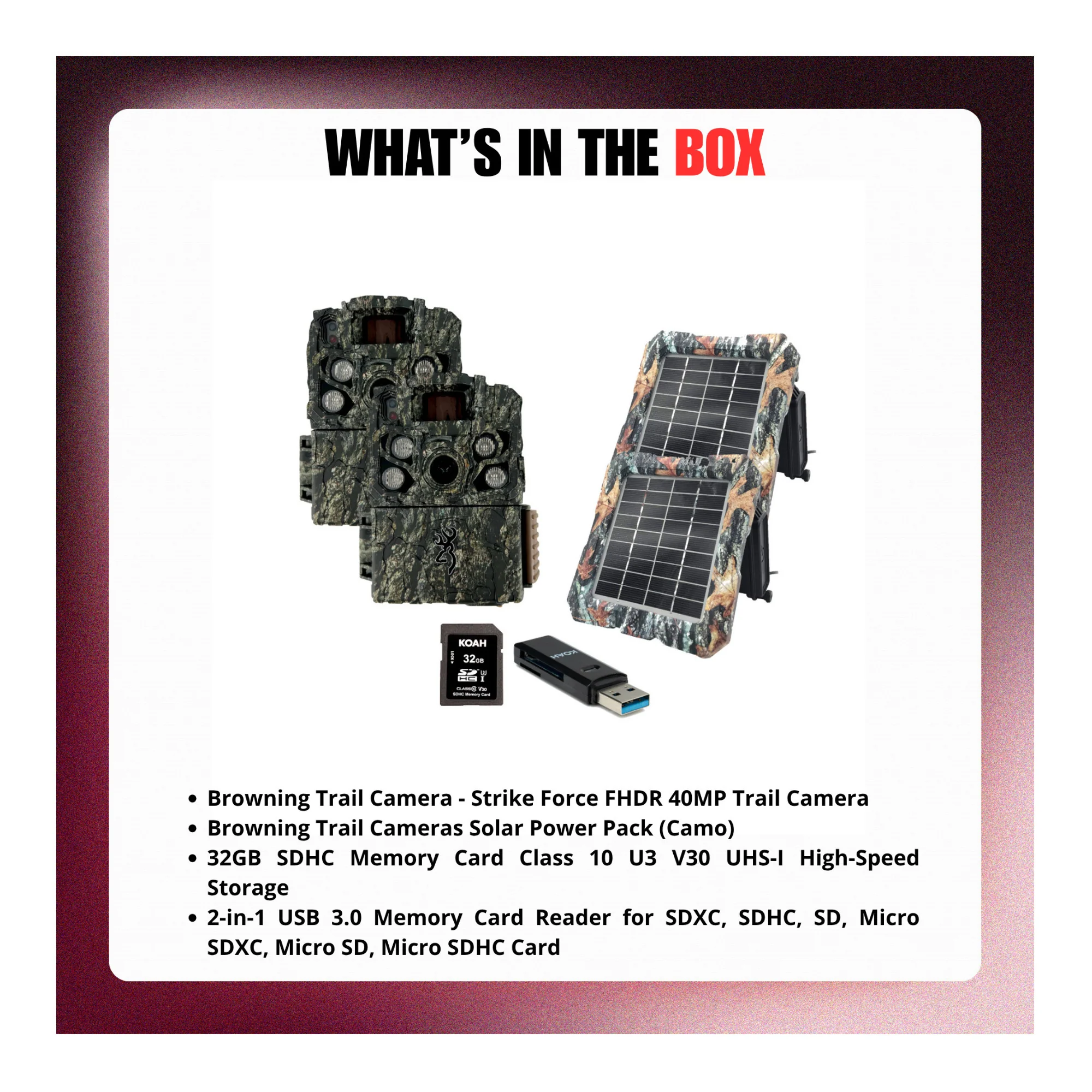 Browning Strike Force FHDR 40MP Trail Camera (2 Pack) Bundle with Accessories - Image 9