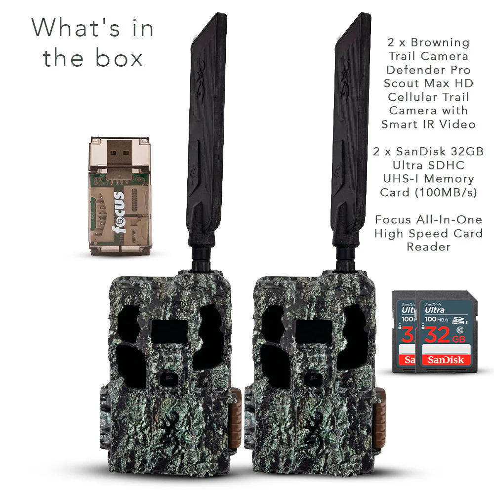 Browning Trail Camera Defender Pro Scout Max HD Cellular Trail Camera with IR Video (2-Pack) Bundle - Image 2