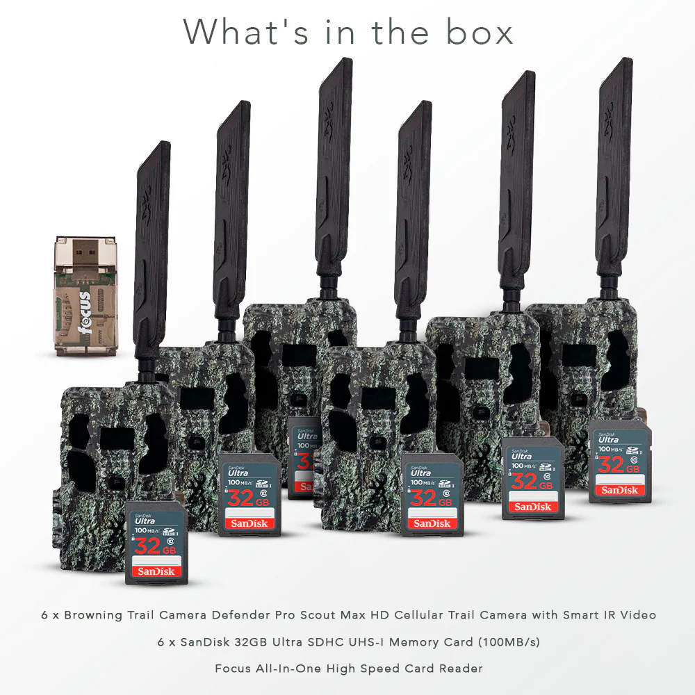 Browning Trail Camera Defender Pro Scout Max HD Cellular Trail Camera with IR Video (6-Pack) Bundle - Image 2