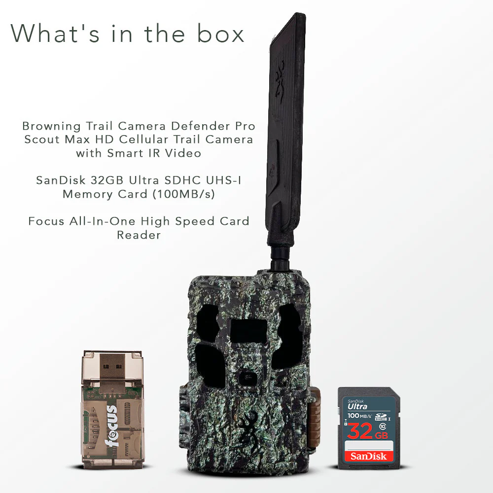 Browning Trail Camera Defender Pro Scout Max HD Cellular Trail Camera with Smart IR Video Bundle - Image 7