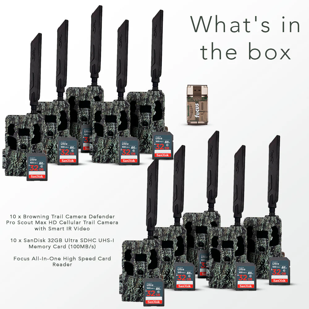 Browning Trail Camera Defender Pro Scout Max HD Cellular Trail Camera with IR Video (10-Pack) Bundle - Image 7