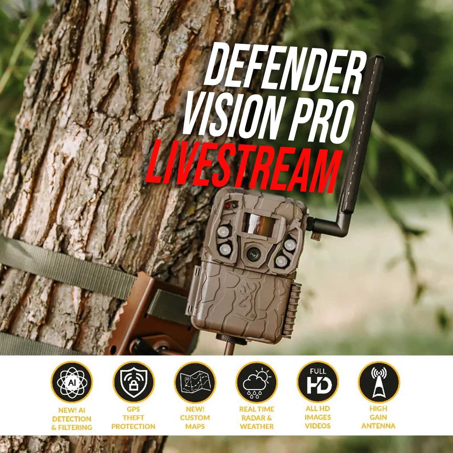 Browning Defender Wireless Vision Pro HD Livestream Trail Camera (4-Pack) Bundle - Image 2
