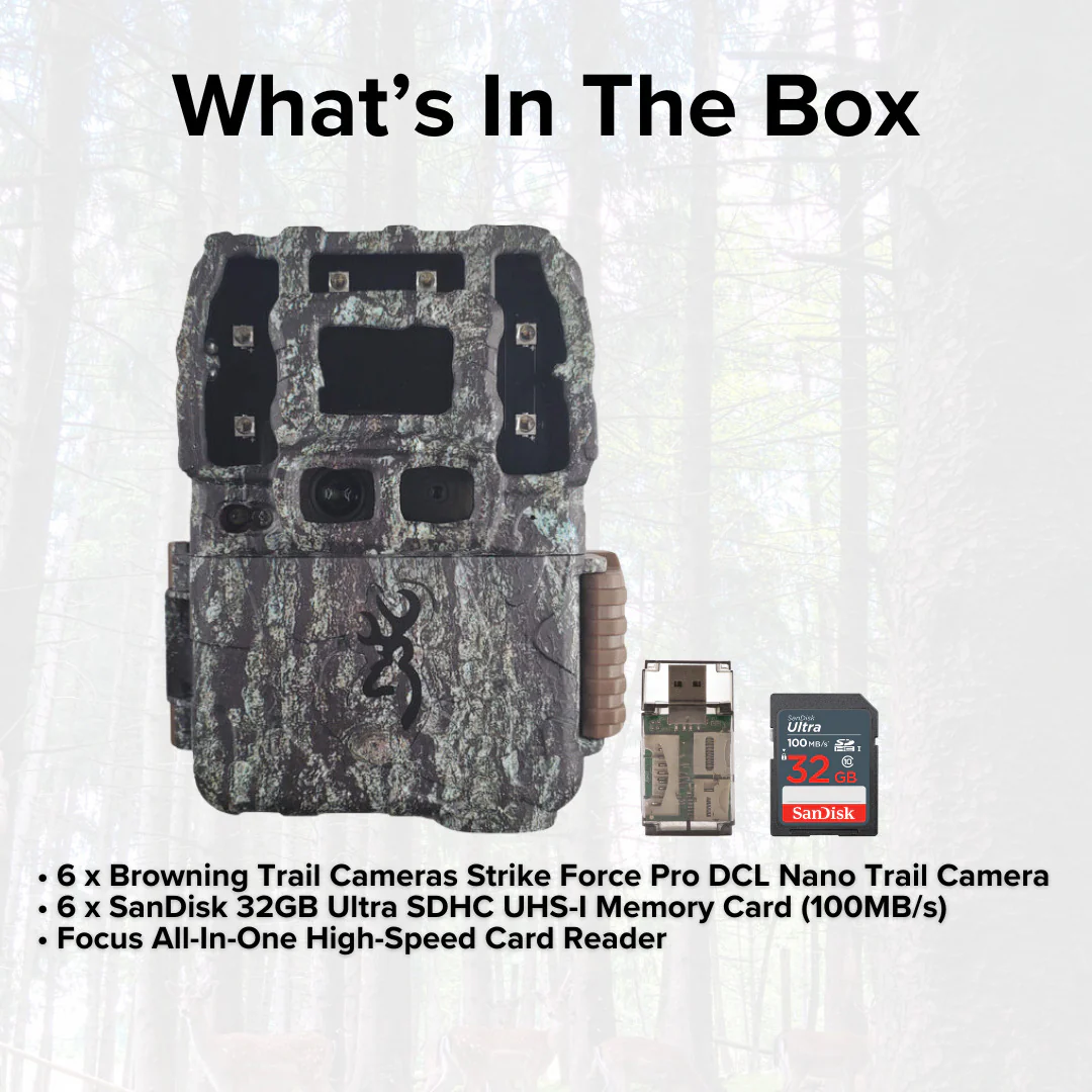 Browning Trail Cameras Strike Force Pro DCL Nano 26MP Trail Camera (6-Pack) with Card Reader Bundle - Image 6