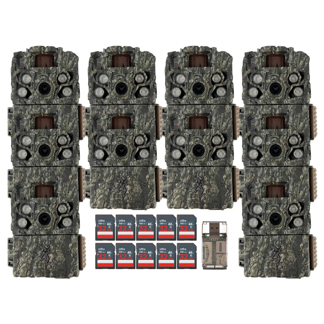 Browning Trail Cameras Strike Force FHDR (10-Pack) with 10 x 32GB Memory Card and Card Reader Bundle