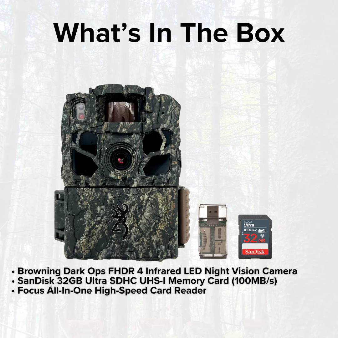 Browning Trail Cameras Dark Ops FHDR 26MP 4 Infrared LED Night Vision Camera with Memory Card Bundle - Image 6