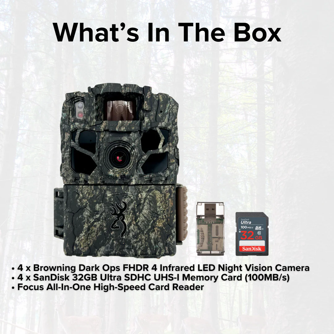 Browning Trail Cameras Dark Ops FHDR 26MP Night Vision Camera (4-Pack) with 4 x Memory Card Bundle - Image 6