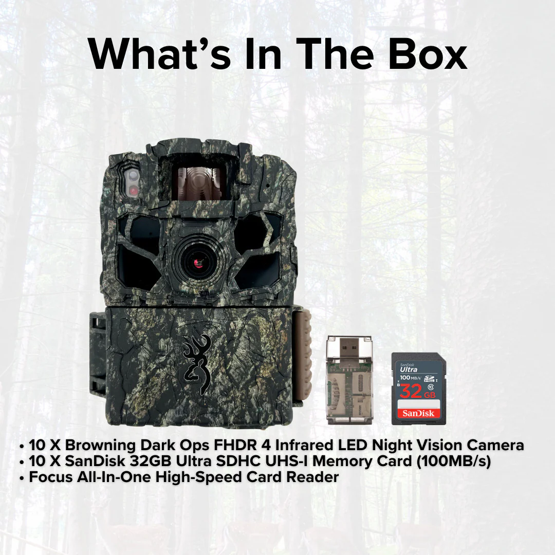 Browning Trail Cameras Dark Ops FHDR 26MP Night Vision Camera (10-Pack) with 10 x Memory Card Bundle - Image 6