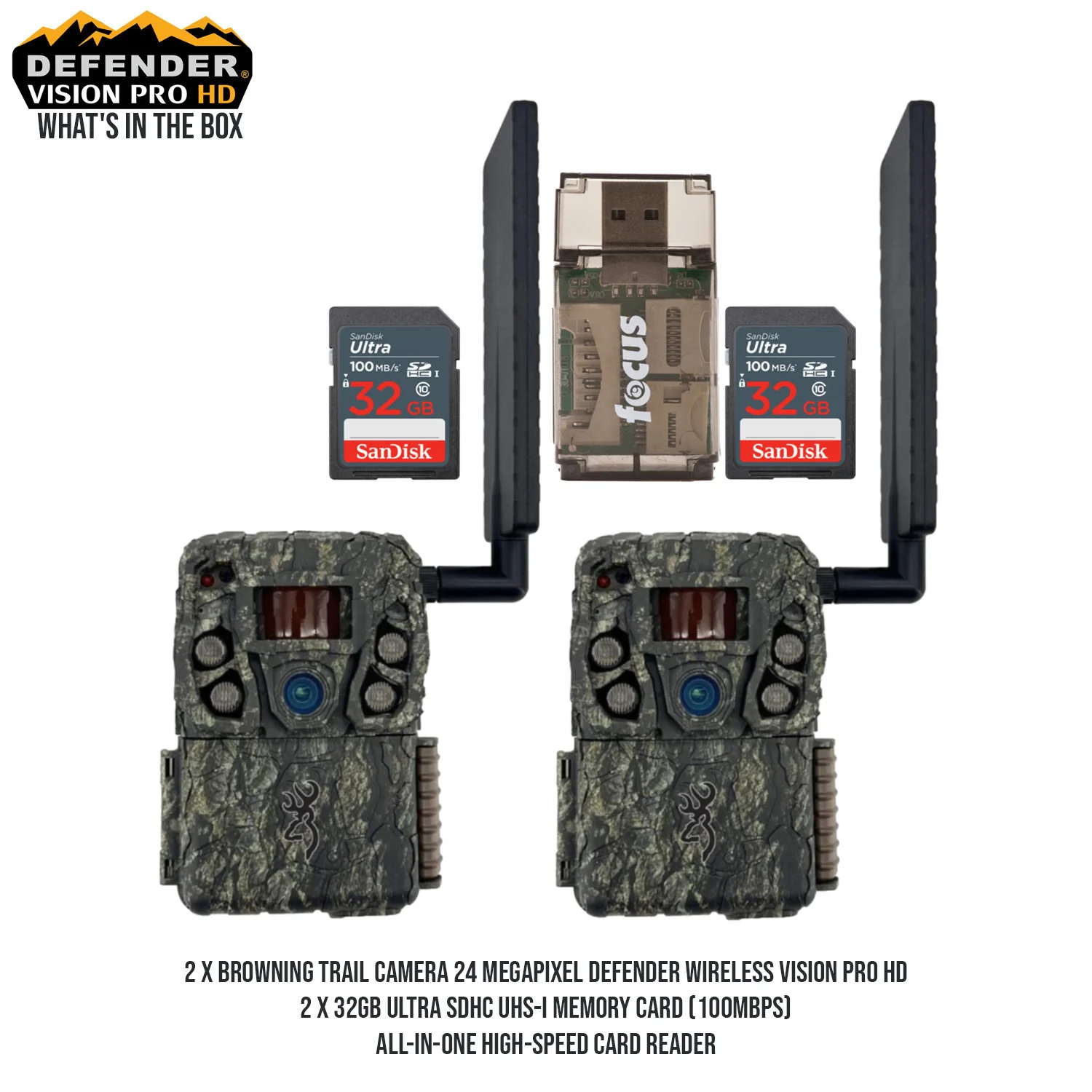 Browning Trail Camera 24MP Defender Wireless Vision Pro HD (2-Pack) with 2x 32GB Memory Card Bundle - Image 7