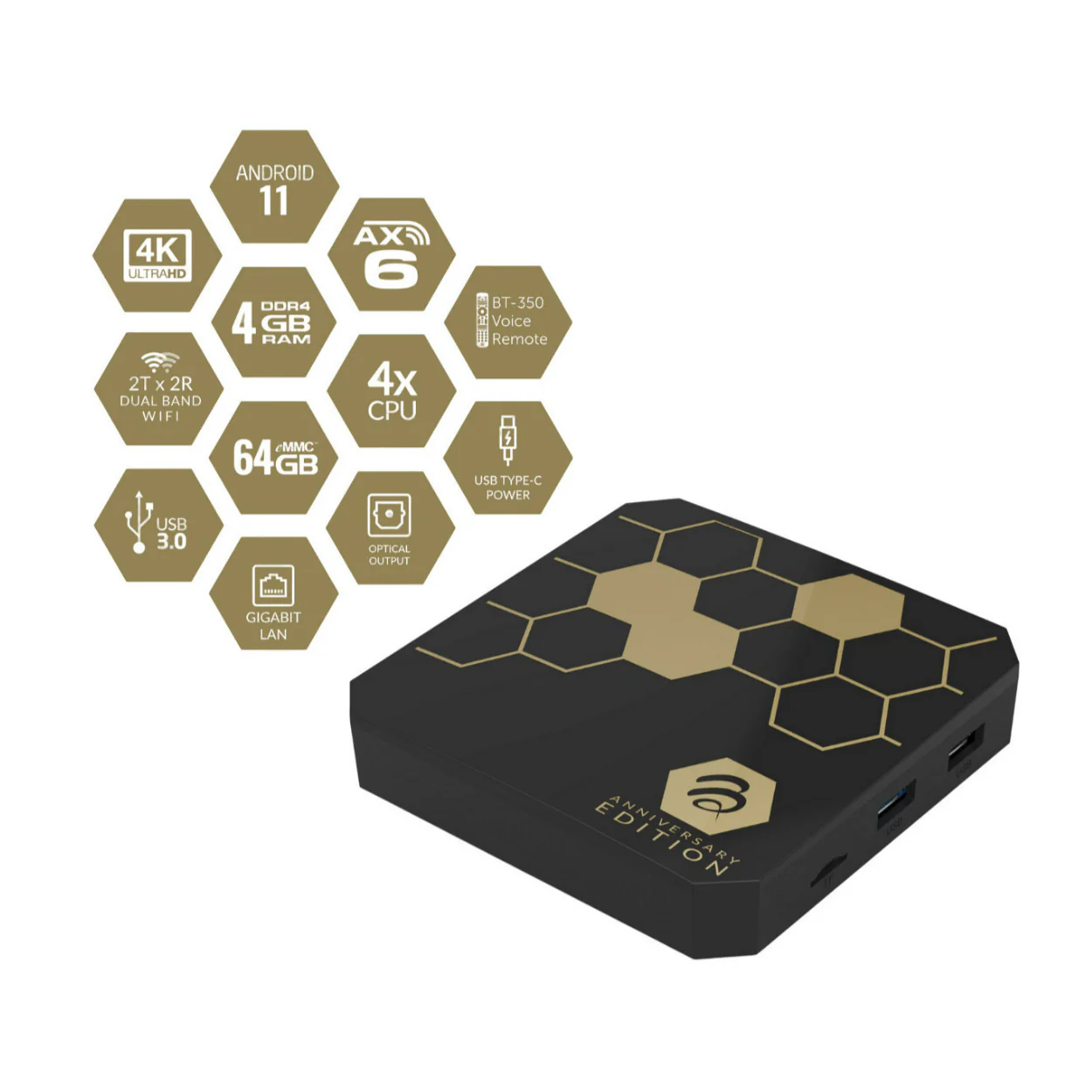 BuzzTV Classic Anniversary Edition Streaming Media Player with 4GB RAM (Gloss Black and Gold) - Image 5