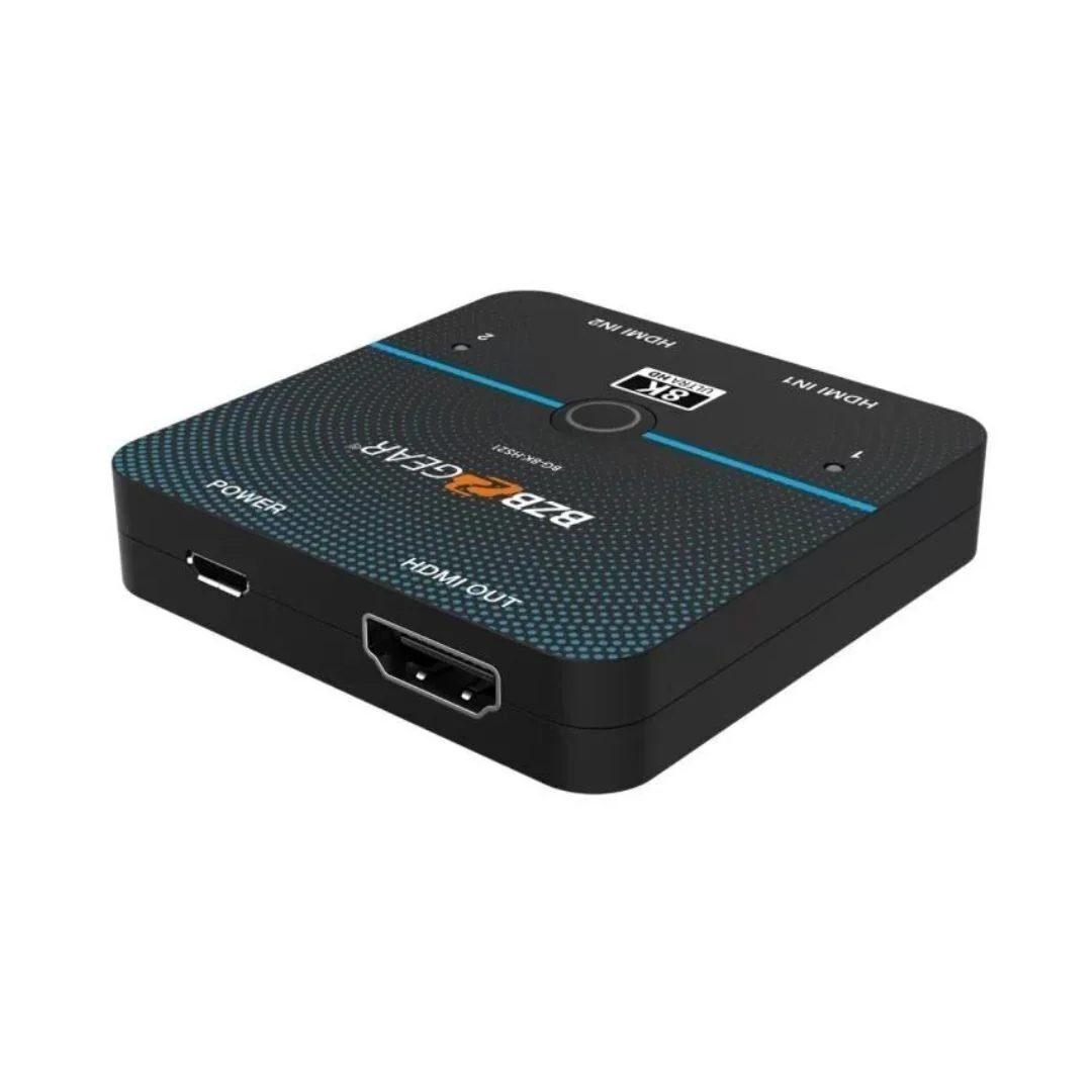 BZBGEAR 2x1 8K60 UHD Ultra-Slim HDMI 2.1 Switcher with EDID Management and Built-In Equalizer - Image 3