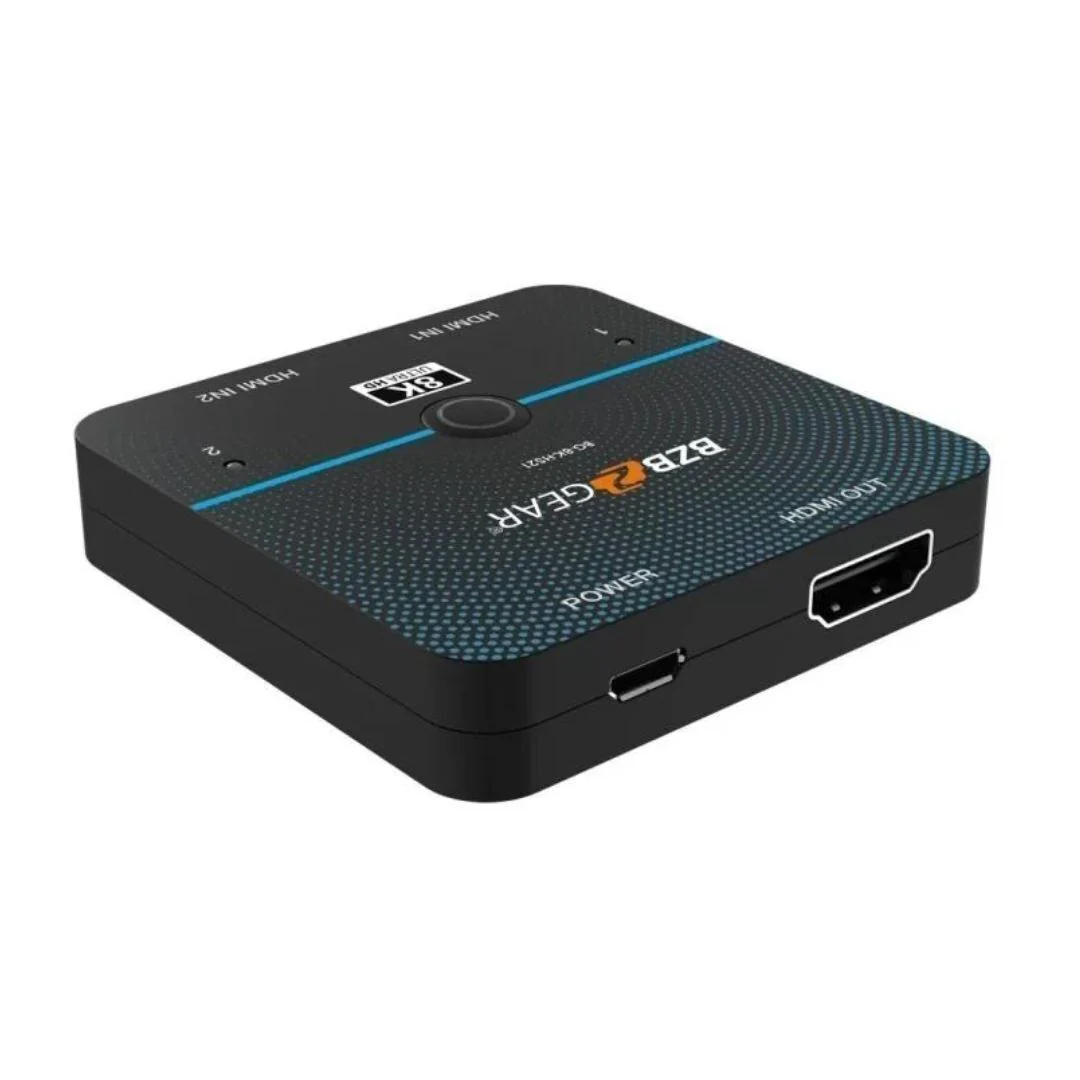 BZBGEAR 2x1 8K60 UHD Ultra-Slim HDMI 2.1 Switcher with EDID Management and Built-In Equalizer - Image 4