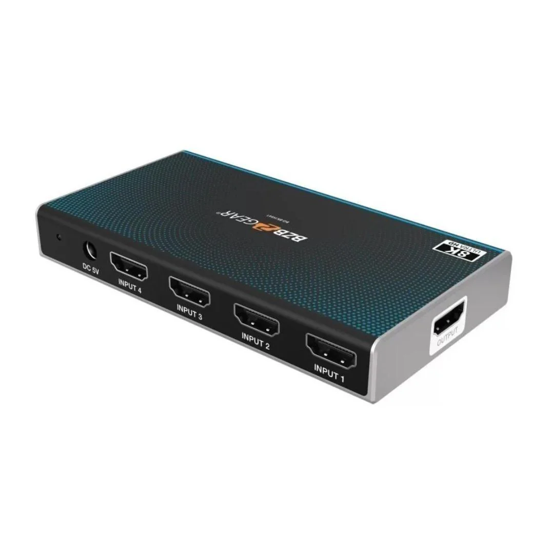 BZBGEAR 4x1 8K60 UHD Ultra-Slim HDMI 2.1 Switcher with EDID Management and Built-In Equalizer - Image 3