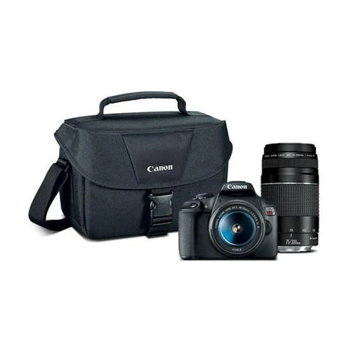 Canon EOS Rebel T7 DSLR Camera EF-S 18-55mm and EF 75-300mm Double Zoom Lens Kit (Open Box)