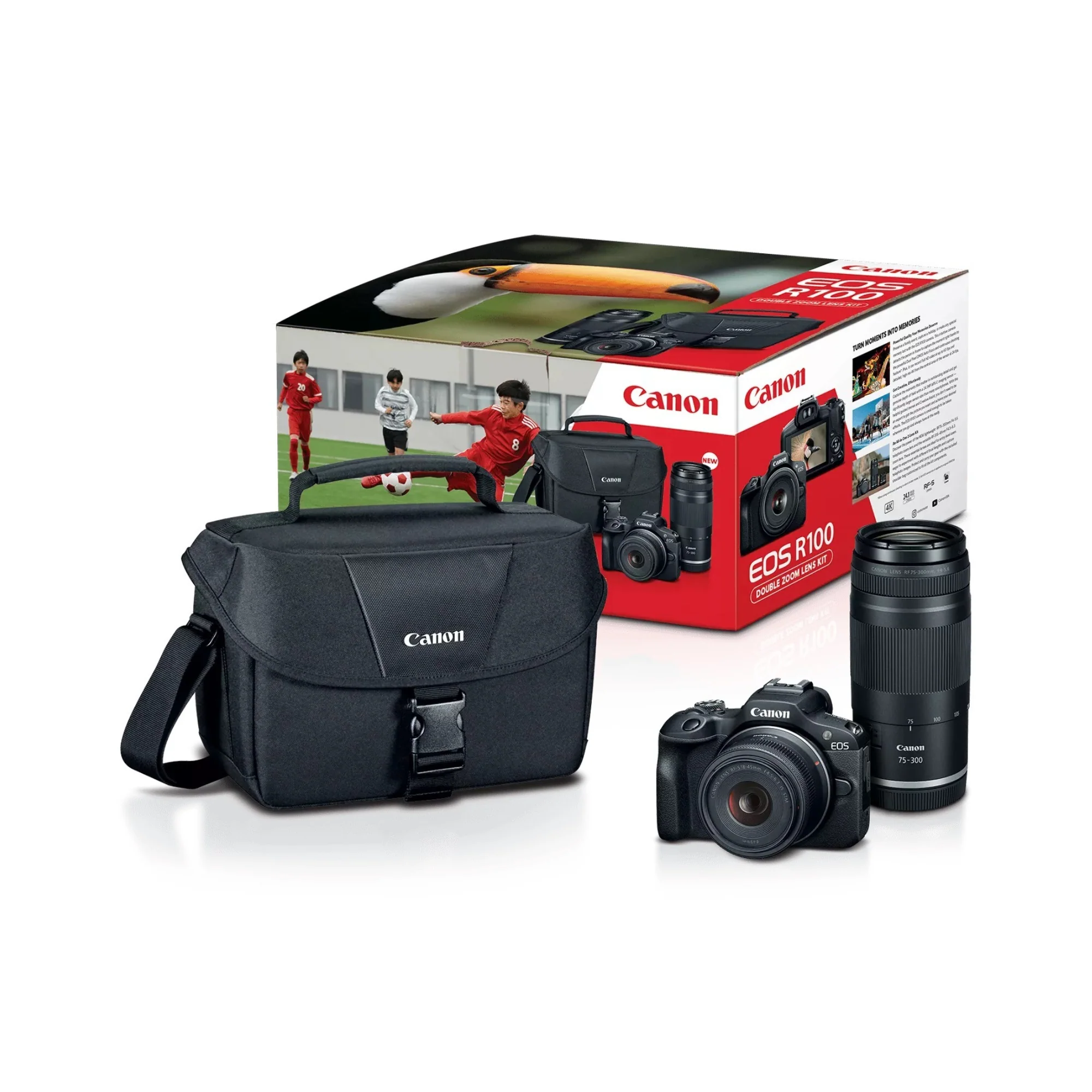 Canon EOS R100 Mirrorless Camera Kit with RF-S18-45mm IS STM, RF75-300mm Lenses (Used)
